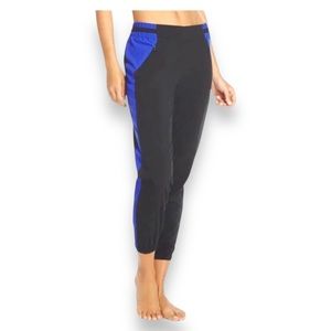 Fabletics Women’s Windsor Jogger Track Pants Race Stripe, Black/Blue, Size L